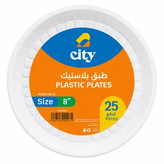 City Round Plastic Plates 25X8''
