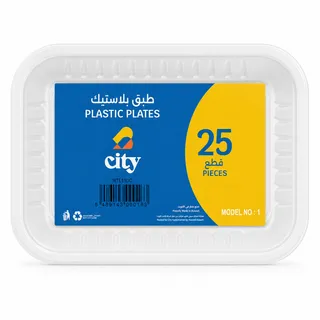 City Rectangular Plastic Plates 25pcs