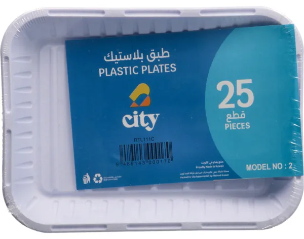 City Rectangular Plastic Plate 25's