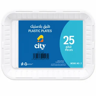 City Rectangular Plastic Plate 25's