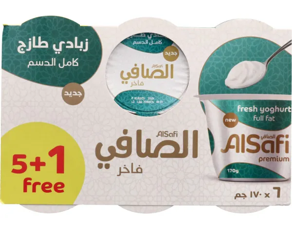 الصافي زبادي طازج كامل الدسم 6 x 170 جم