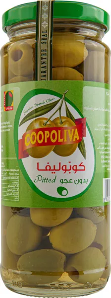 Coopoliva Green Pitted Olives 345G