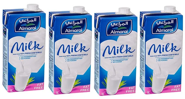المراعي حليب طويل الأمد خالي الدسم بالفيتامين 1X4 لتر