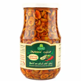 Halwani Bros Sliced Green Olive With Chili 650g