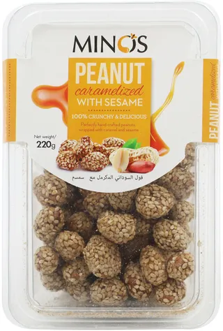 Minos Caramelized Peanuts With Sesame 220G