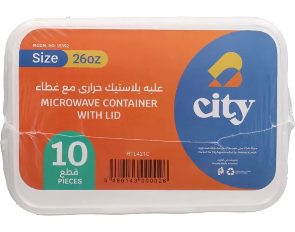 City Microwaveable Container With Lid 769Ml 10's
