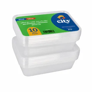 City Microwaveable Container With Lid 473Ml 10Pcs
