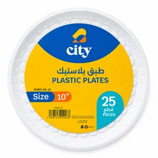 City Round Plastic Plates 25X10''