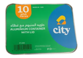City Rectangular Aluminum Container With Lid 10's