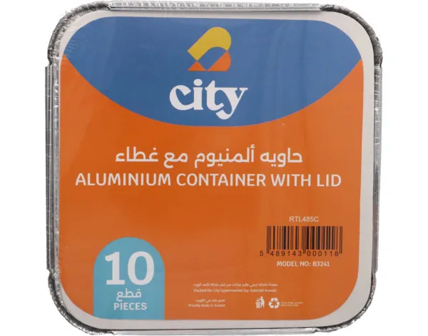 City Rectangular Aluminum Container With Lid 10's