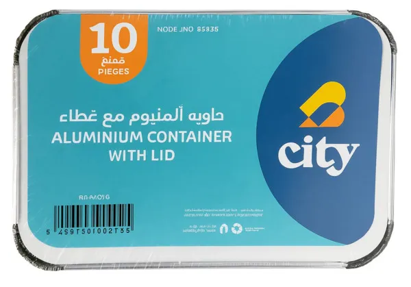 City Rectangular Aluminum Container With Lid 10's