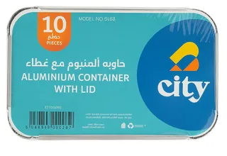City Rectangular Aluminum Container With Lid 10's