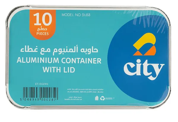 City Rectangular Aluminum Container With Lid 10's