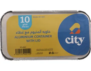 City Rectangular Aluminum Container With Lid 10's