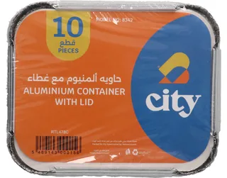 City Rectangular Aluminum Container With Lid 10's
