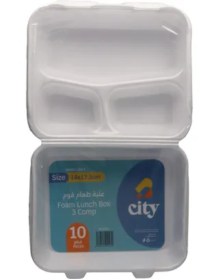 City 3 Compartment Foam Lunch Box