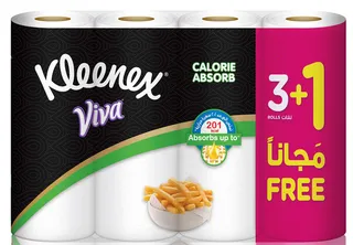 كلينكس فيفا مناديل الترا سوفت 3 رول+ 1 مجانا