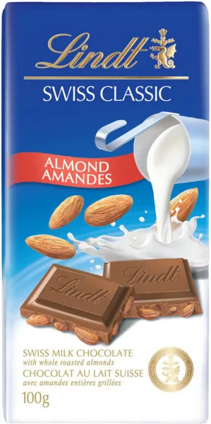 Lindt Swiss Classic Milk Chocolate With Almonds 100G