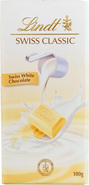Lindt Swiss Classic White Chocolate Bar 100G