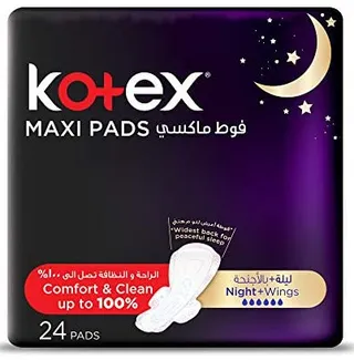 Kotex Maxi Feminine Pads Comfort & Clean Night With Wings 24's