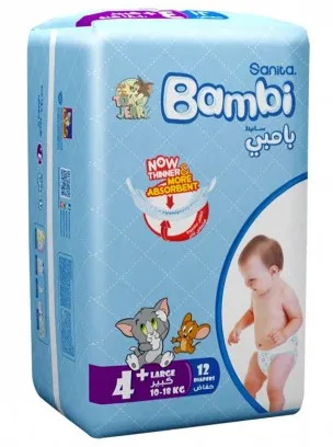 Sanita Bambi Diapers Stage 4+ (10-18kg) 12Pcs