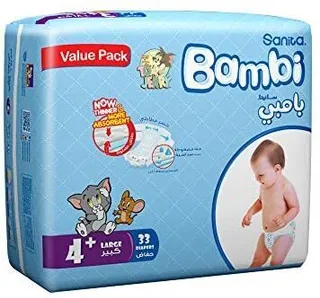 سانيتا بامبي حفاضات المرحلة 4+ (10-18 كجم) 33 حفاضة