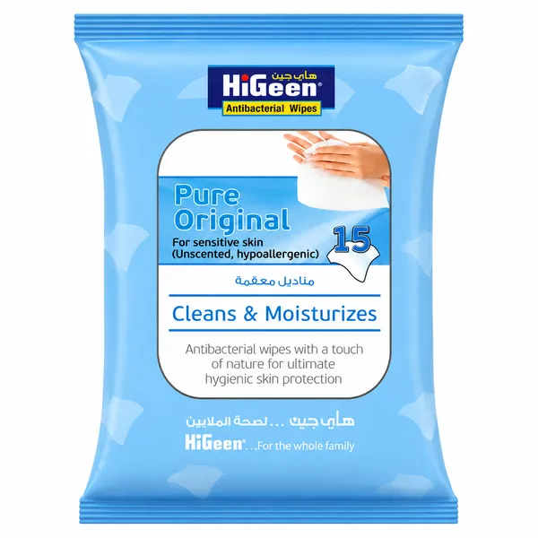 Higeen Antibacterial Wipes Pure Original 15's