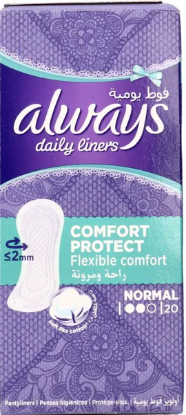 Always Daily Liners Comfort & Protect Fresh Scent Normal 20's
