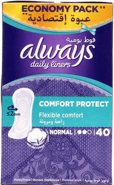 Always Liners Comfort & Protect Regular 40's