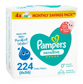 Pampers Sensitive Baby Wipes Pack 4X56Pcs