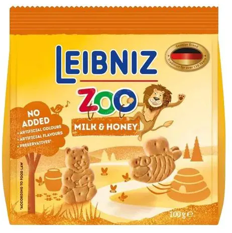 Leibniz Zoo Bear & Bee Biscuits With Milk & Honey 100G