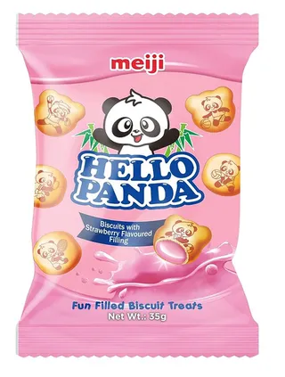 Meiji Hello Panda Strawberry Filled Biscuits 35G