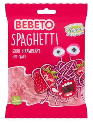 Kervan Bebeto Spaghetti Strawberry Candy 100G