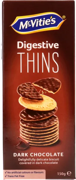Mcvitie's Digestive Dark Chocolate Biscuit Thins 150G