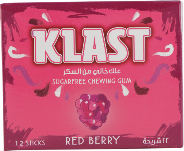 Klast Red Berry Sugar Free Gum 12's