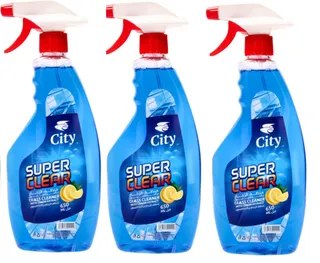 City Super Clear Glass Cleaner With Lemon Extract 3X650Ml