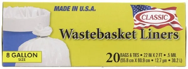 Classic Wastebasket Liners 20X8Gal