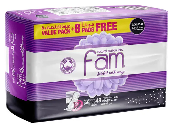 Fam Folded With Wings Feminine Night Pads