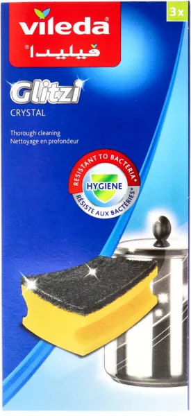 Vileda Glitzi Crystal Antibacterial Dishwash Sponge 3Pcs