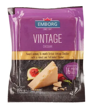 Emborg Vintage Cheddar Cheese Block 200G