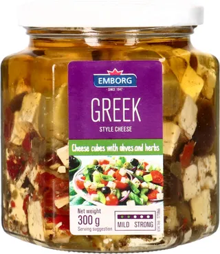 Emborg Greek Style Cheese Cubes With Olives & Herbs 300G