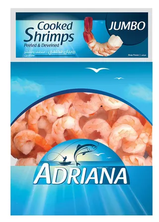 Adriana Tail On Cooked, Peeled & Deveined Jumbo Shrimps 400G