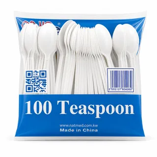 Namted White Plastic Teaspoon 100Pcs