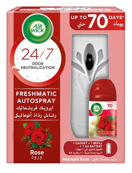 Air Wick Rose Freshmatic Autospray 250Ml + Midnight Rose Refill 250Ml