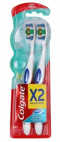 Colgate 360 Soft Toothbrush With Cheek & Tongue Cleaner 2's