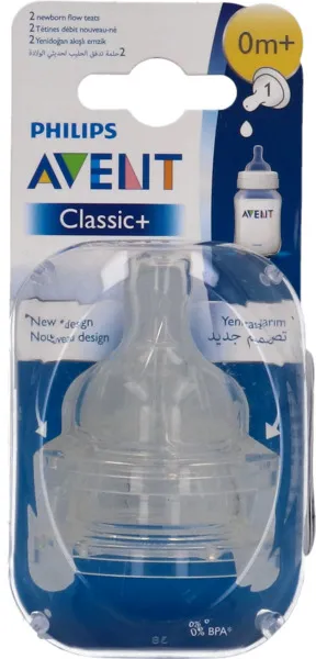 Philips Avent Classic+ Newborn Flow Silicone Teats (0+ Months) 2Pcs