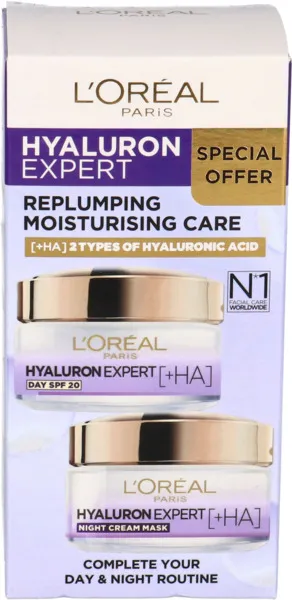 L'Oreal Hyaluron Expert Replumping Moisturising Care Day Cream SPF 20 50ml + L'Oreal Hyaluron Expert Replumping Moisturising Care Night Cream Mask 50ml