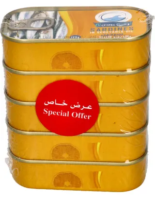 أوشيانا سردين بالزيت النباتي 5 x 125 جم