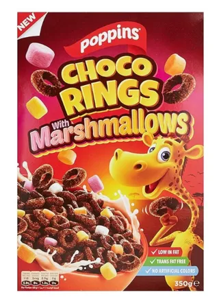Poppins Choco Rings With Marshmallows 350G