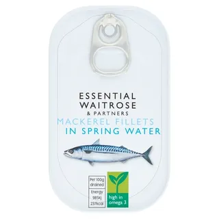 Essential Waitrose Mackerel Fillets In Spring Water 125G